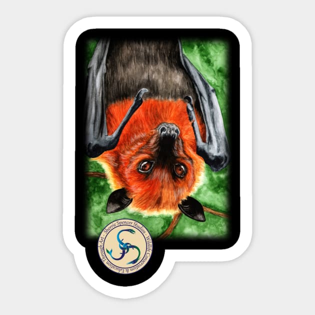 Flying Fox Indian Fruit Bat Sticker by Sherrie Spencer Studios